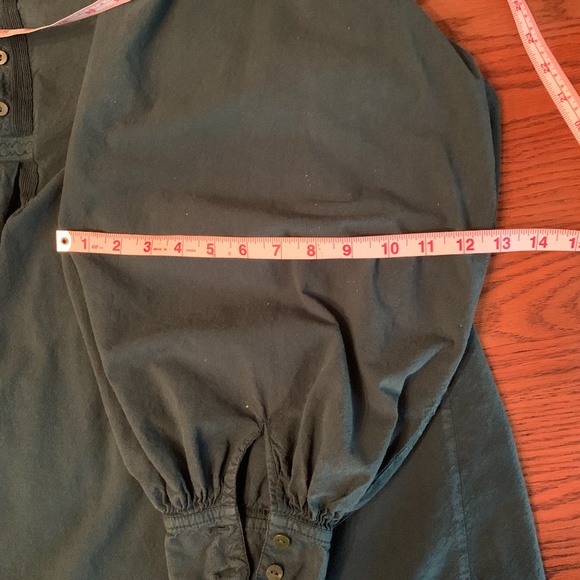 LOOK!! Shirt Henley Large Cotton green puffy sleeves pirate - Picture 7 of 11